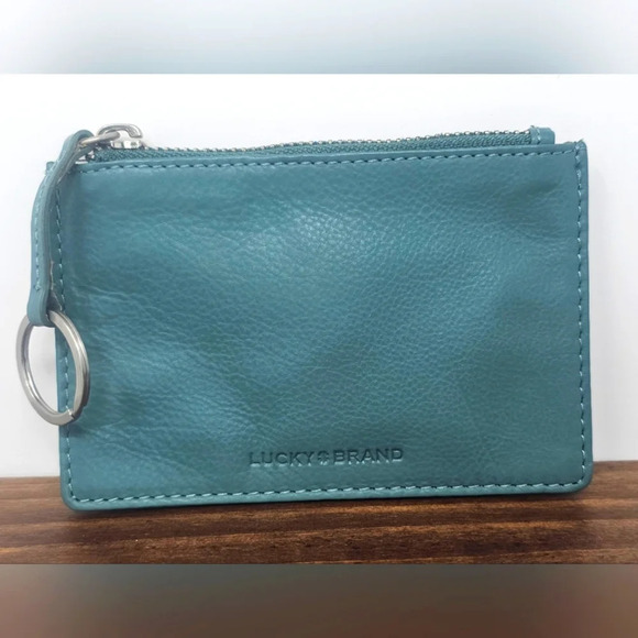 Lucky Brand Handbags - Lucky Brand Leather Small Blue Green Keyring Wallet 5.5x3.5